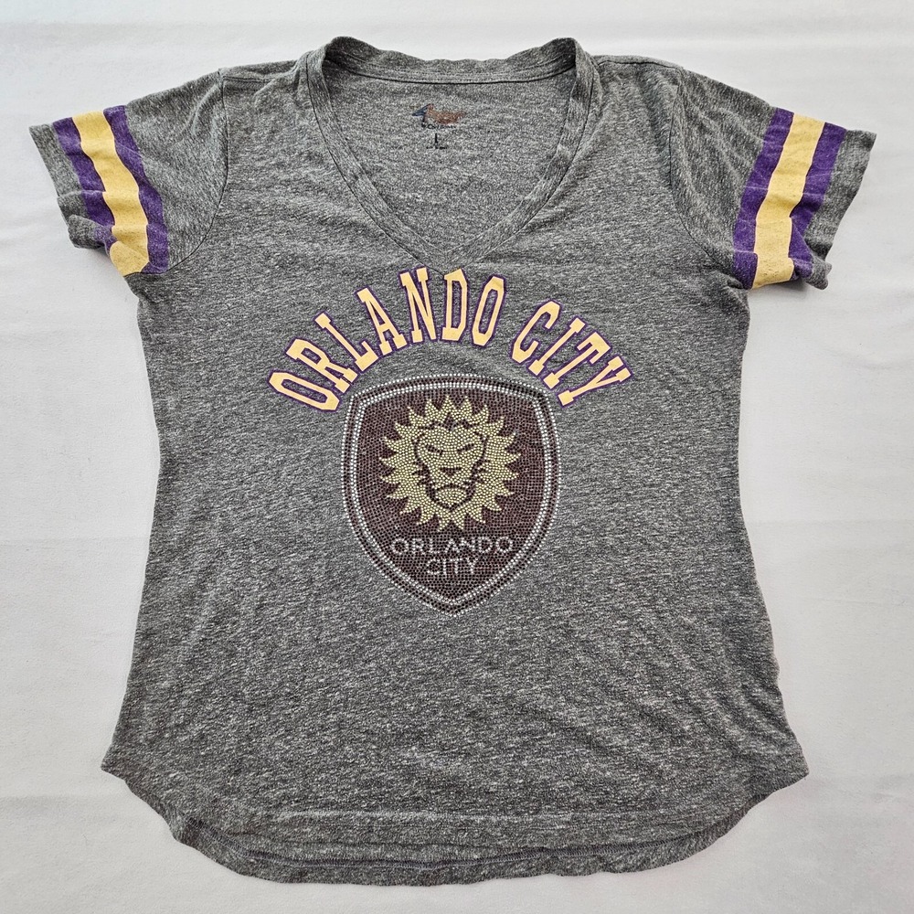 Orlando City Soccer 4Her Carl Banks Gray Short Sleeve Tri-Blend T-Shirt Womens L